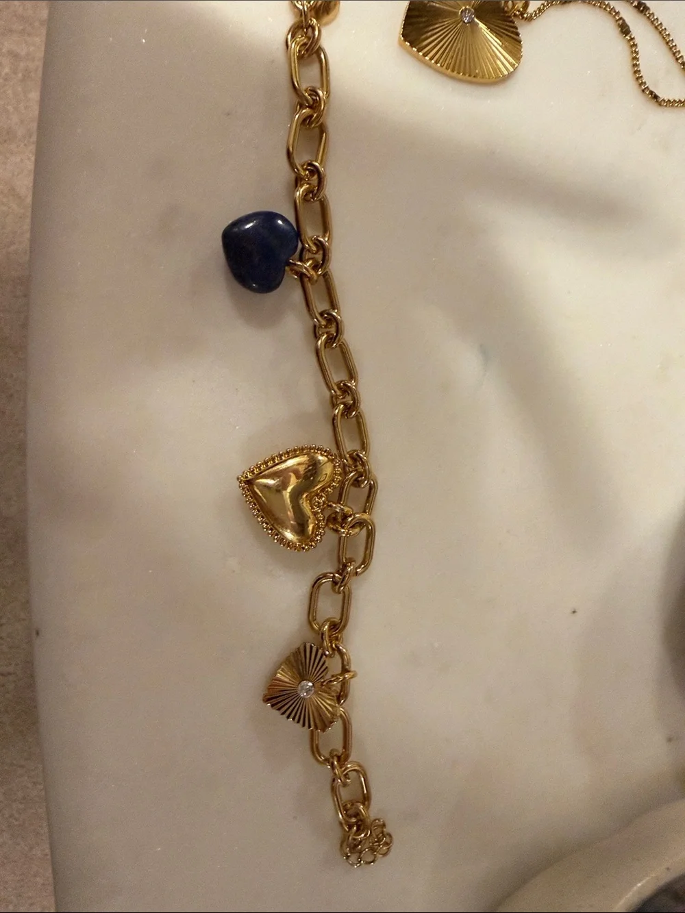 Madewell Gold Heart Pendant Necklace with Matching Charm Bracelet like new - Picture 4 of 5